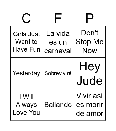 Carles Anniversari Music Bingo 3 Bingo Card