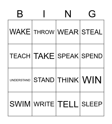 IRREGULAR VERBS Bingo Card