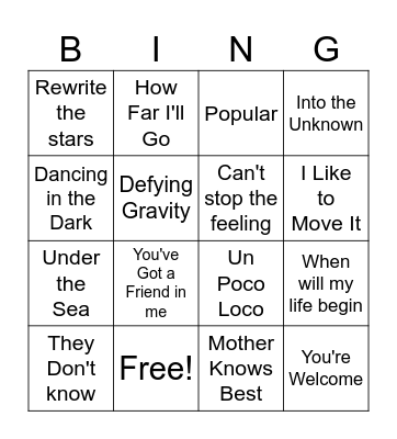 Kid's Disco Bingo Card