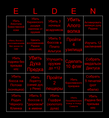 ELDEN RING Bingo Card