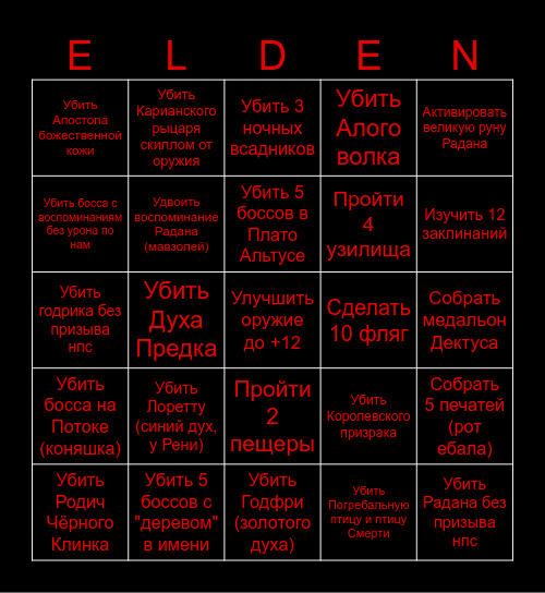 ELDEN RING Bingo Card