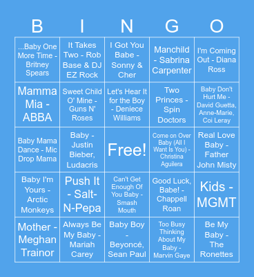Bingo, Baby!! Bingo Card