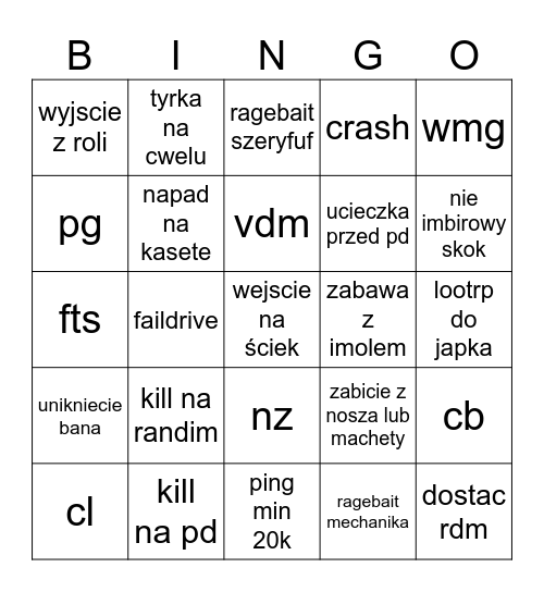Untitled Bingo Card