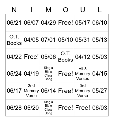 ATTENDANCE Bingo Card