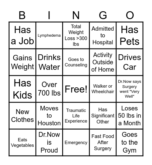 600 Lb Life Bingo Card