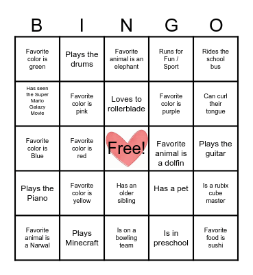 FRIENDS FAVORITES Bingo Card