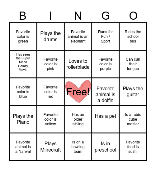 FRIENDS FAVORITES Bingo Card