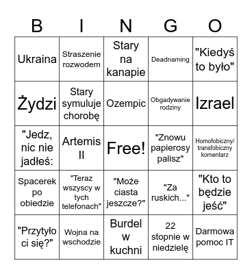 Wielkanocne Bingo Card
