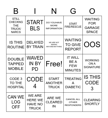911 METRO RADIOS Bingo Card