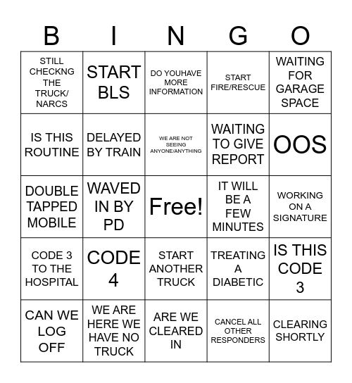 911 METRO RADIOS Bingo Card