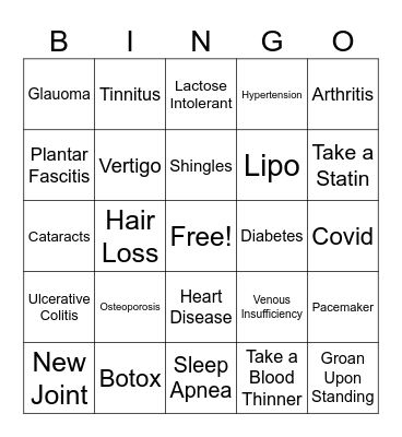 How Old Do You Feel? Bingo Card