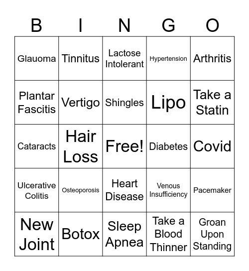 How Old Do You Feel? Bingo Card