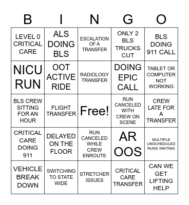 INTERFACILITY Bingo Card
