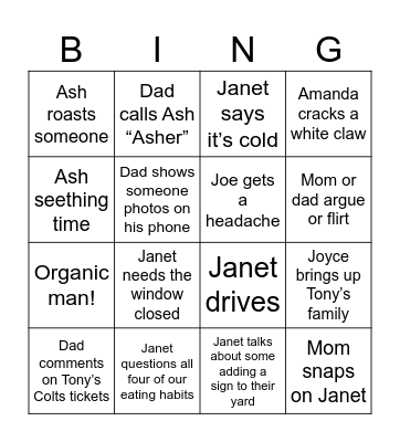 East Bingo Card