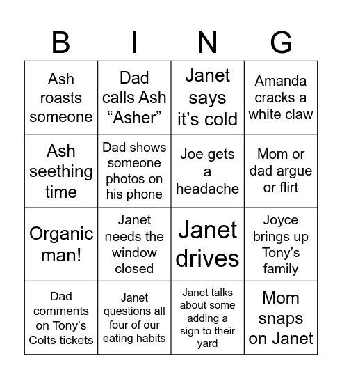 East Bingo Card