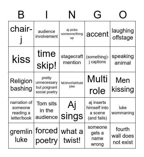 sfth longform Bingo Card