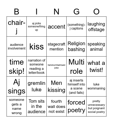 sfth longform Bingo Card