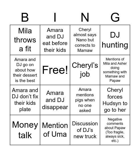 Untitled Bingo Card