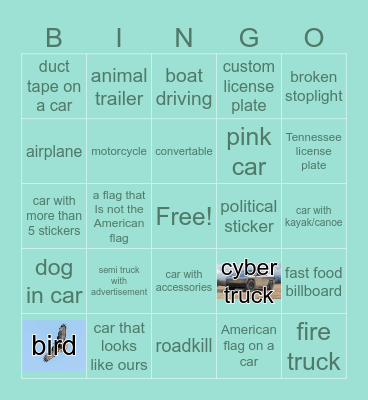 Car Bingo! Bingo Card