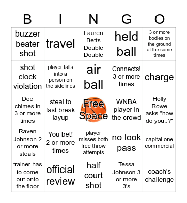 BASKETBALL Bingo Card