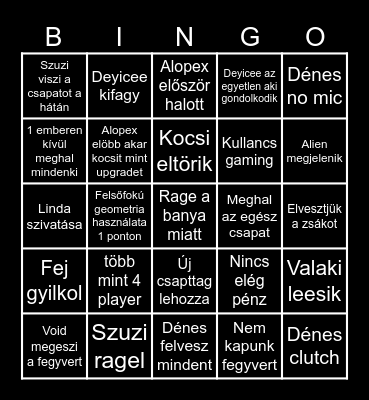 késtem a bingo csinálással Bingo Card