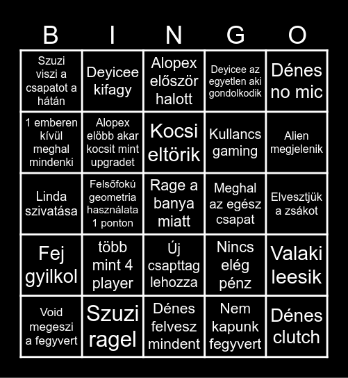 késtem a bingo csinálással Bingo Card