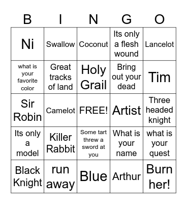 Monty Python Bingo! Bingo Card