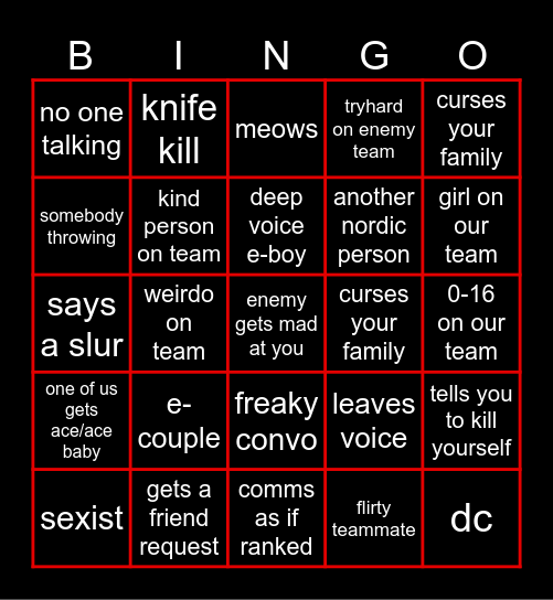 Valorant Swiftplay Bingo Card