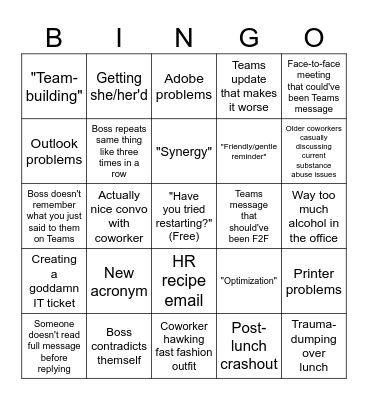 Corporate Bullshit Bingo Card