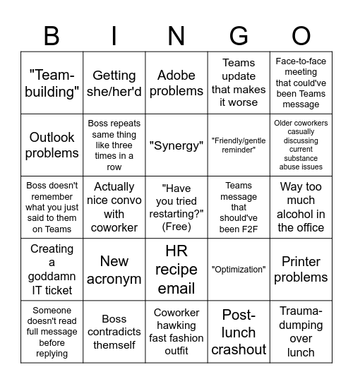 Corporate Bullshit Bingo Card