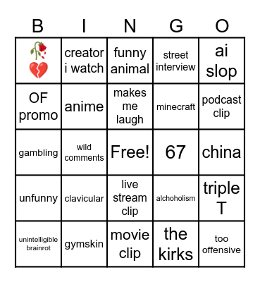 IG reels bingo Card