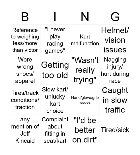 yeh Bingo Card