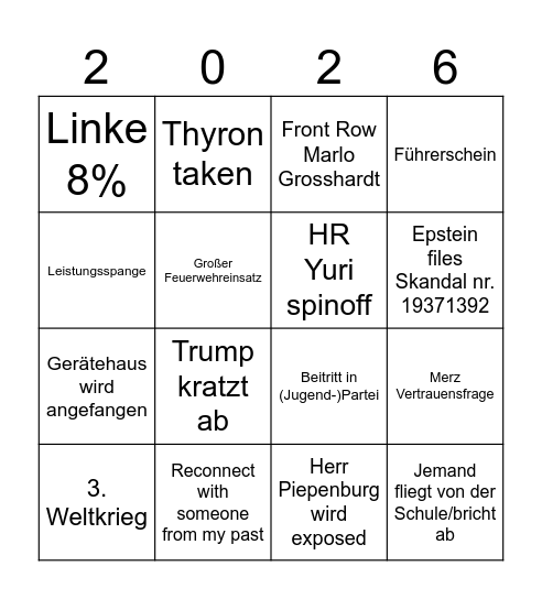 2026 Bingo Card