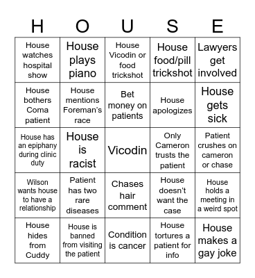 House MD Bingo Card