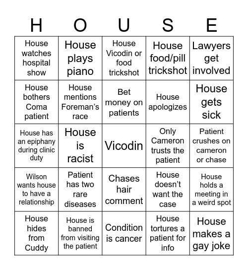 House MD Bingo Card