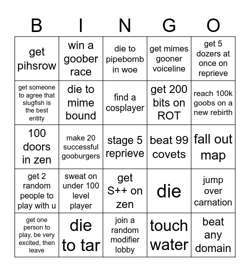 door games Bingo Card