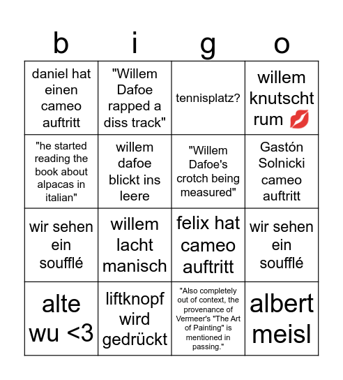 the ✨ souffleur ✨ bingo Card