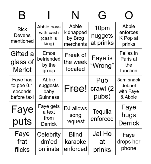 SPAMTRY Bingo Card