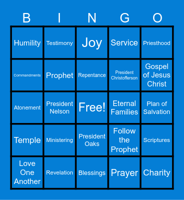 GENERAL CONFERENCE Bingo Card