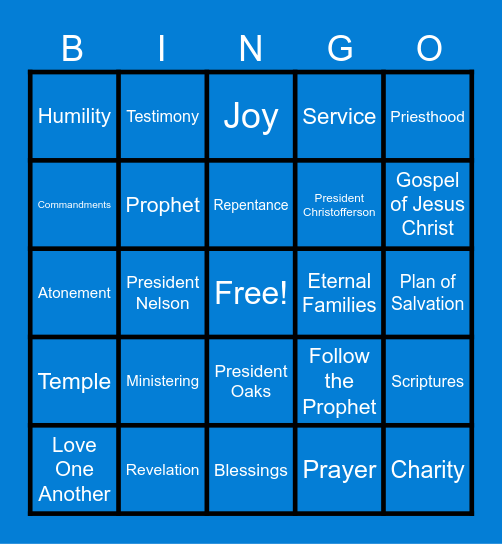 GENERAL CONFERENCE Bingo Card