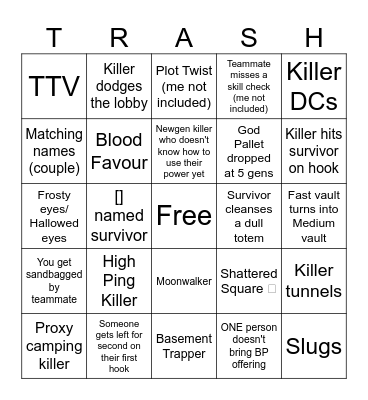 Ultimate DBD Bingo Card