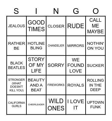 I'VE GOT THE MUSIC IN ME Bingo Card