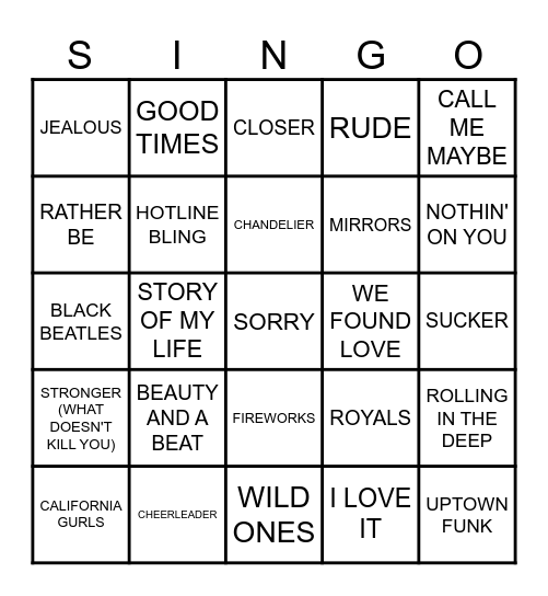I'VE GOT THE MUSIC IN ME Bingo Card