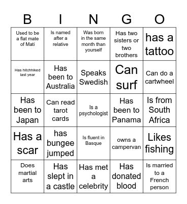 Find Someone who.... Bingo Card