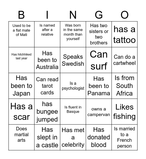 Find Someone who.... Bingo Card
