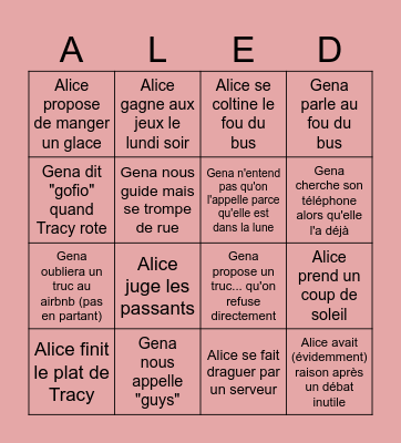Voyage à Marseille Bingo Card