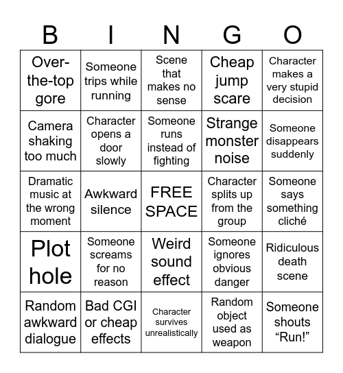 Jaaa Bingo Card