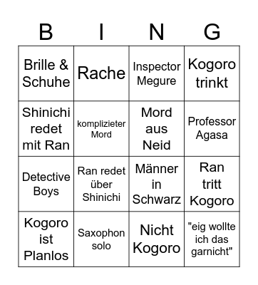 Conan Bingo Card