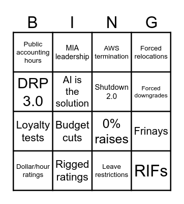 IRS Bingo Card