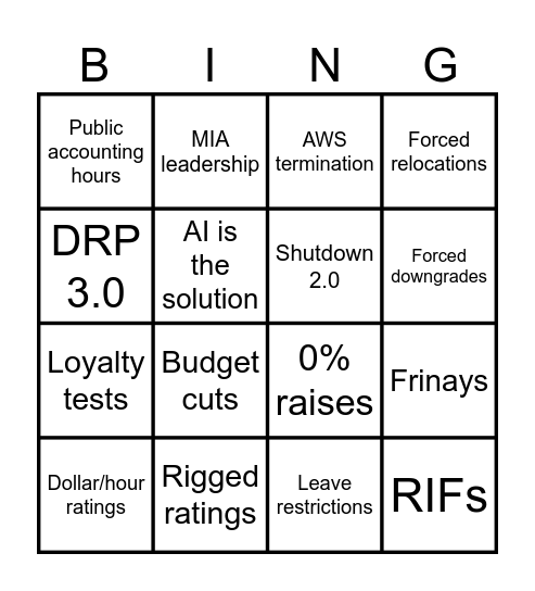 IRS Bingo Card